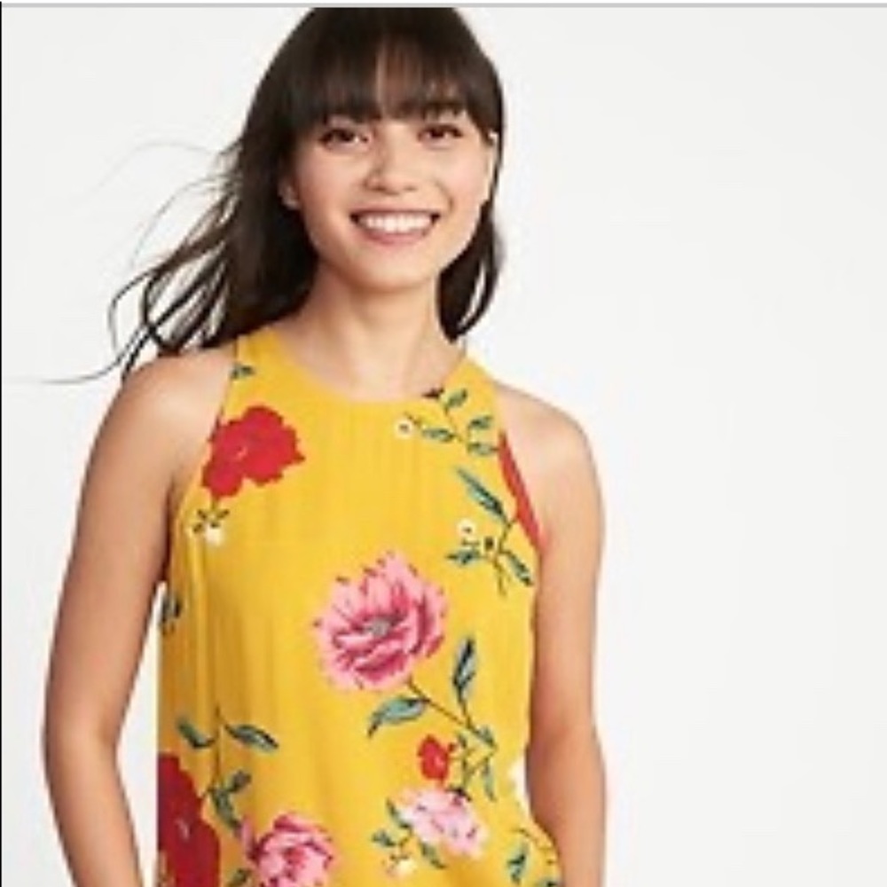 Old Navy relaxed high neck floral print tank, med